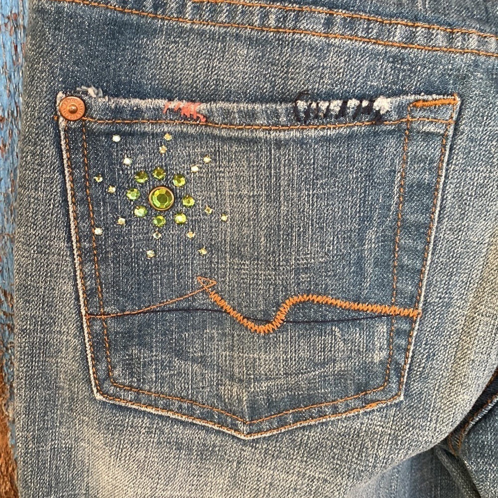 7 For All Mankind Straight Legged Embellished Jeans - Picture 6 of 8